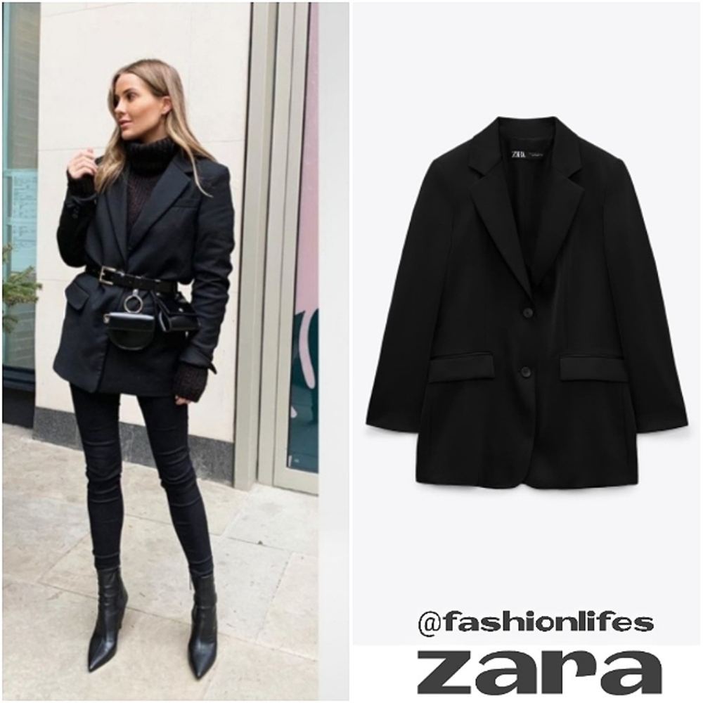 NWT Zara Satin Effect Basic Oversized Blazer Saint Laurent Style